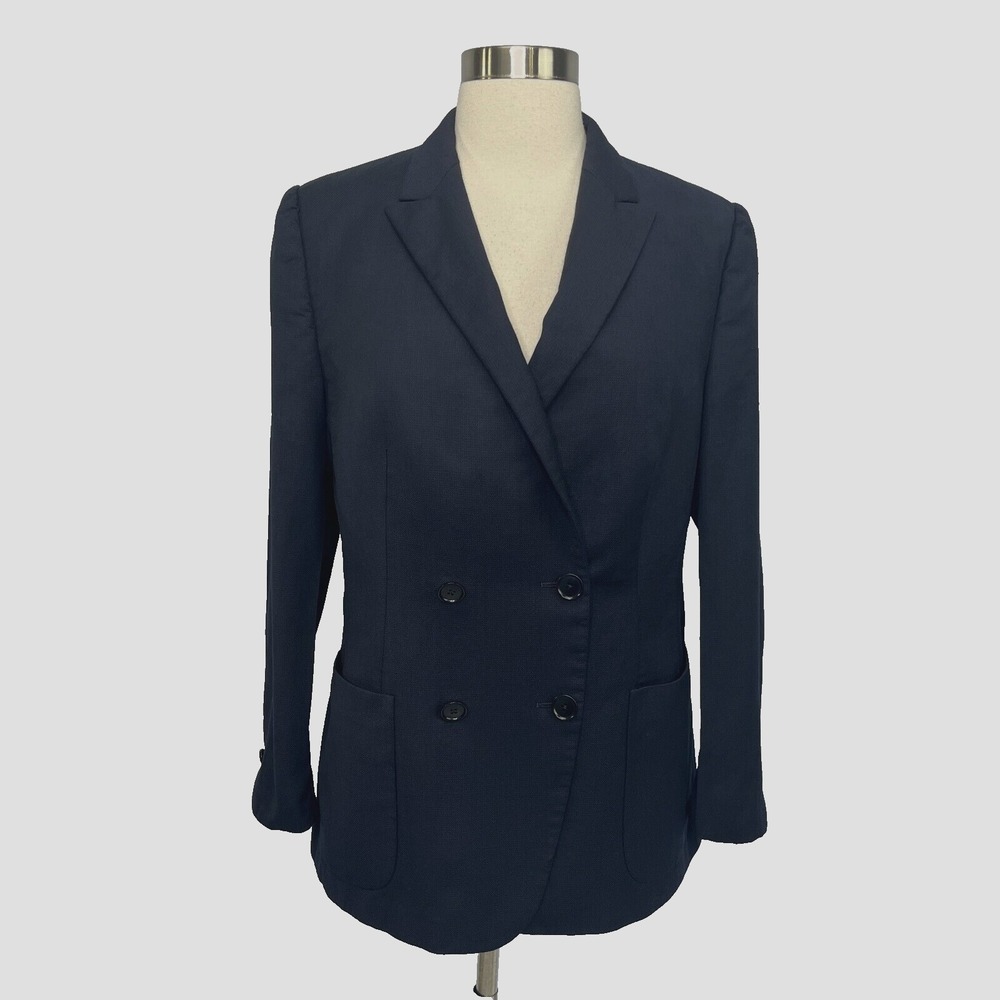 Ermenegildo Zegna Uniform Navy Blue Womens‎ 8 Double Breasted Blazer Jacket
